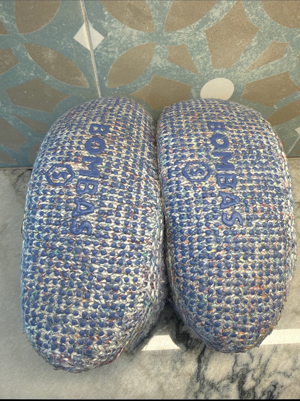Bombas Women's Gripper Slipper Bootie - Sherpa-Lined in dark sky color - Picture 2 of 3